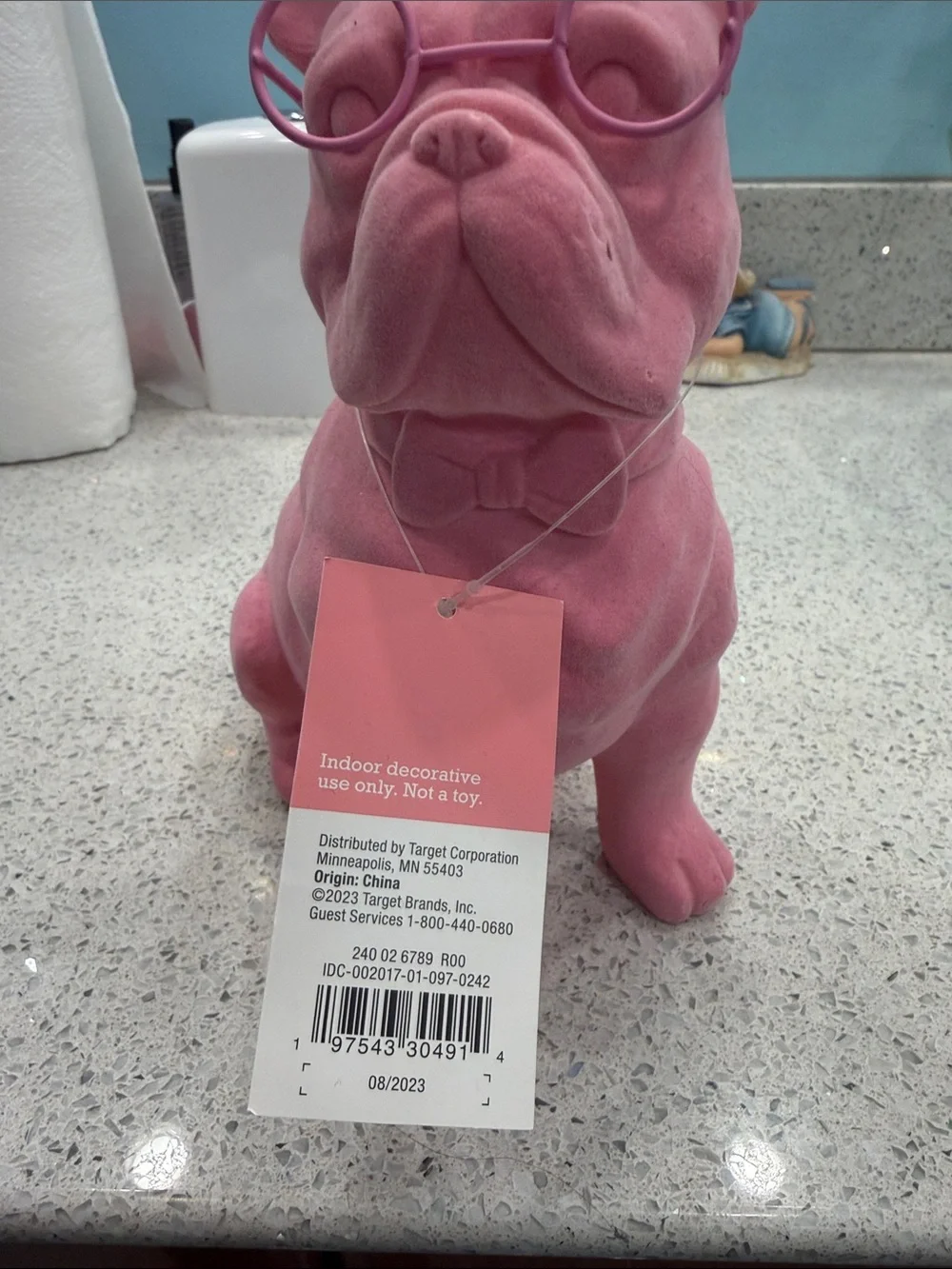Stylish Pink Velvet French Bulldog Figurine by Target